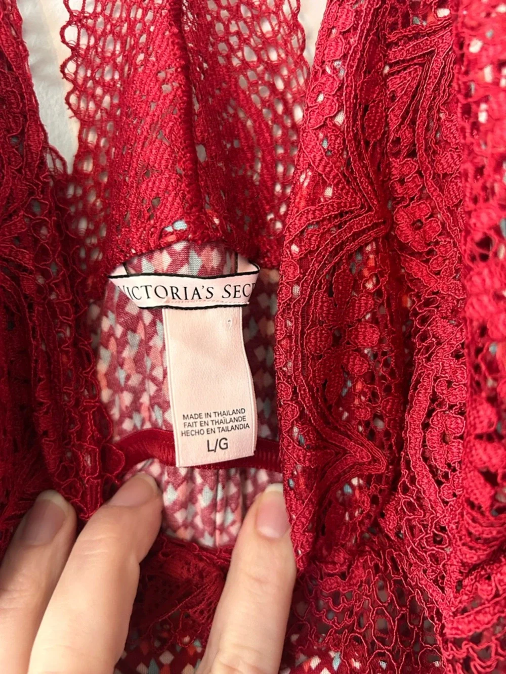 Victorias‎ Secret One Piece Racerback Chemise Slip Nightie Large Red Multi